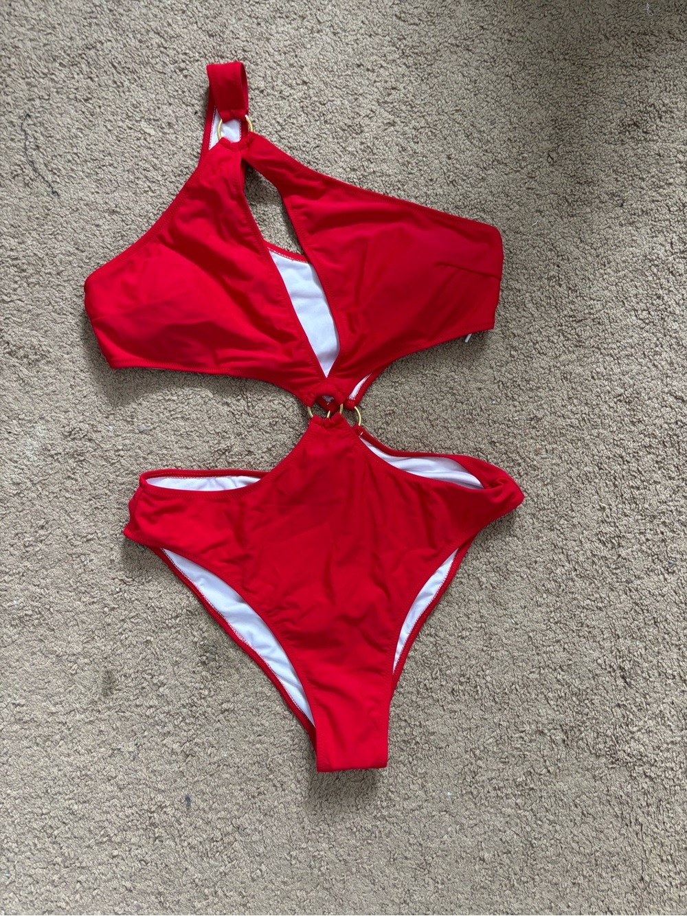 Never Worn Red One-Shoulder Cutout One-Piece Swimsuit